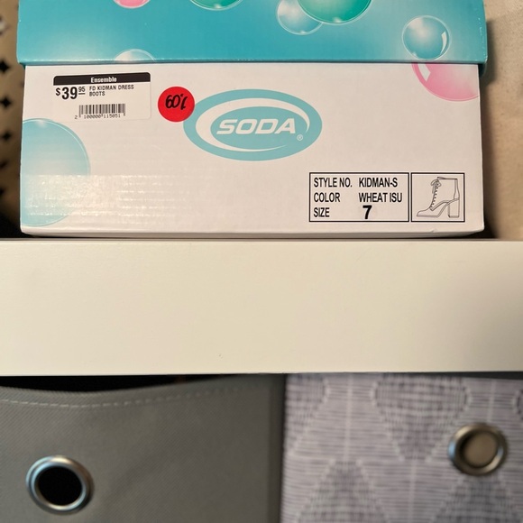 Tan faux Suede Lace Up Boots with Sturdy Heel - Picture 5 of 5